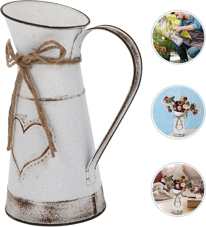 BESTonZON Decorative Metal Iron Flower Vase Tabletop Floral Arrangement Pot for Home Office Boutique Dessert Shop for Fresh Artificial Flowers