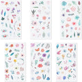 12sheets Watercolor Flower Stickers for Scrapbooking, Fresh Floral Summer Sticker Scrapbooking White Floral Plant Design, Small Decorative Stickers for DIY,Diary Decoration,Books Summer's GIF