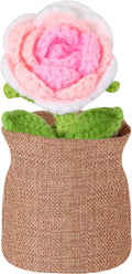 Crochet Flower Plant, Empathetic Flower Gift for Women & Men, Perfect for Birthday, Christmas, Mother's Day, Desk Decor, Birthday Decorations, Kids Party Decoration. Pink Gradient Rose
