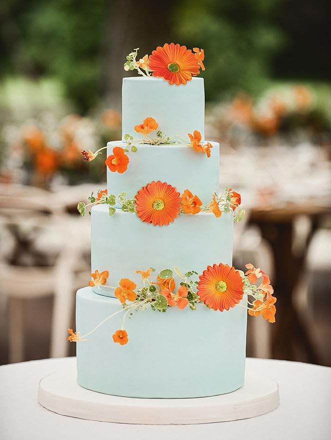 IPOPU Daisy Flowers Artificial,20PCS Orange Flowers Gerbera Daisy Fake Daisies for Wedding Party Office Home Decorations(Orange)