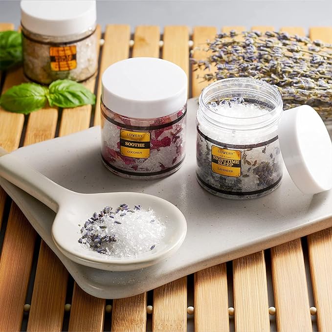 Christmas Gifts for Women Who Have Everything, Epsom Bath Salts Gift Basket Set, Relaxing Self Care Salt W/Essential Oil, Gifts for Mom, Lavender, Eucalyptus, Lemon, Coconut, Tea Tree, Honey Almond