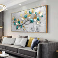 Wall Art Ginkgo Leaf Modern Botanical Artwork Canvas Painting for Living Room Bedroom Dining Room Home Office Decor 24"x48" with Framed