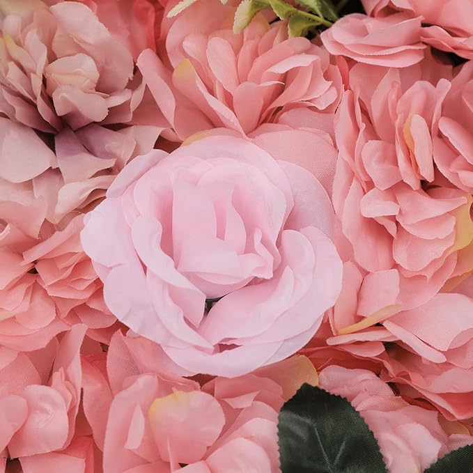 12pcs Realistic Flower Wall Background Artificial Flowers Wall Backdrop Panel 3D Silk Rose Fake Flower Wall Panel Banquet Wedding Party Decor for Any Party Decorations24x15 Inch