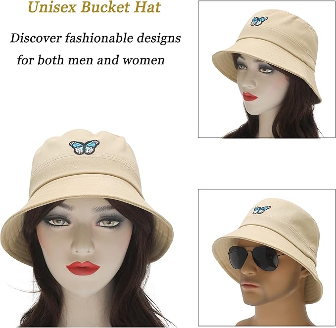 ZLYC Unisex Fashion Embroidered Bucket Hat Summer Fisherman Cap for Men Women