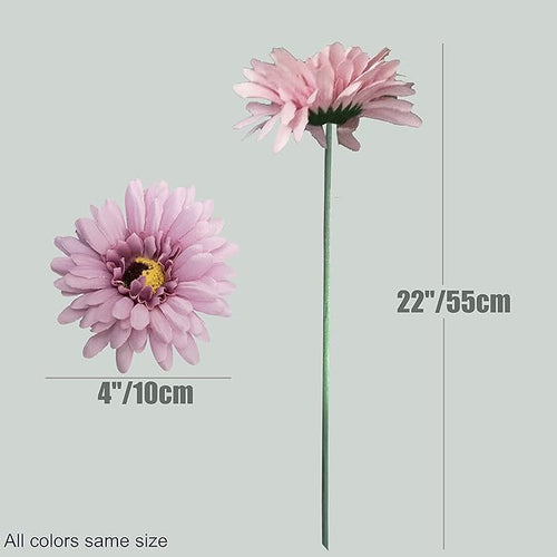 12pcs Artificial Gerbera Daisies,22 Inch Long Stem Silk Daisy Flowers,Realistic Artificial Flower Mums for Home Décor Centerpiece Wreath Supplies Wedding Bouquet,Elegant Purple
