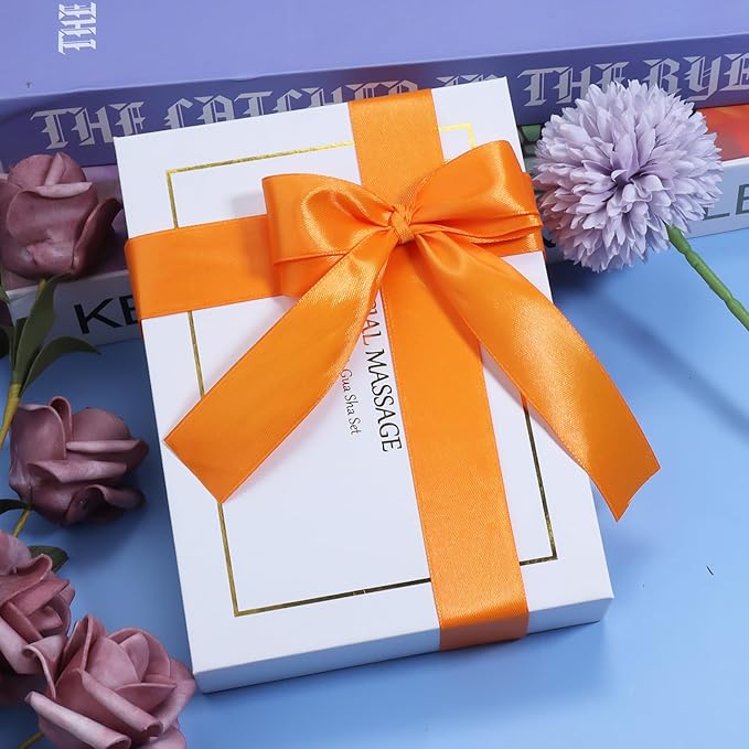 Orange Ribbon for Gift Wrapping, 1 inch Polyester Satin Hair Ribbons for Flower Bouquet, Weeding Decoration, Baby Shower, Crafts Bows Fabric Christmas Ribbon 25 Yards