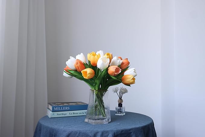 Buart Autumng-Colors Tulip Flowers Artificial Luxury Big Tulip Valentine's Day Mother's Day Easter Home Kitchen Wedding Decorations(11pcs)