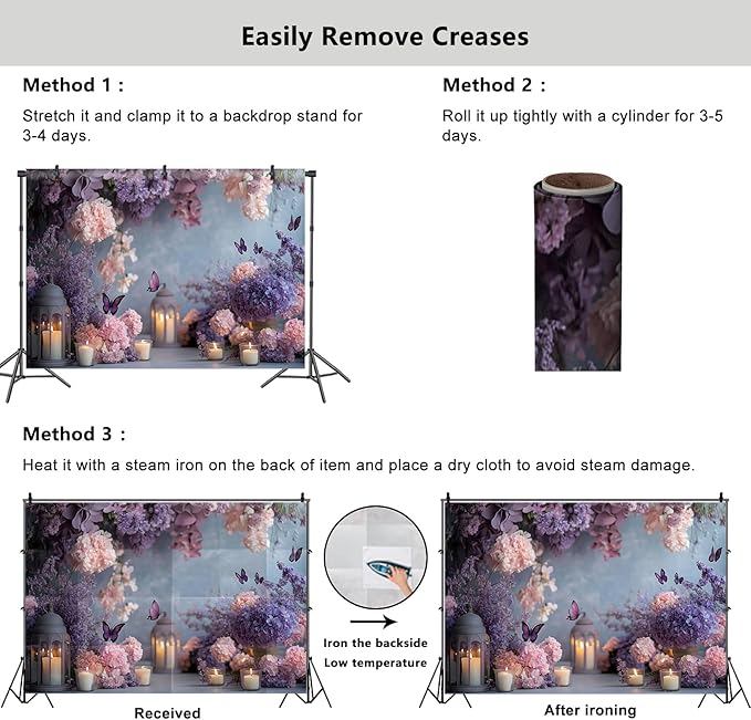 YongFoto Elegant Flower Wall Backdrop 8x6ft Floral Butterfly Candle Photography Background Baby Bridal Shower Wedding Girl Birthday Party Banner Room Decor Portrait Photoshoot Wallpaper Photo Booth