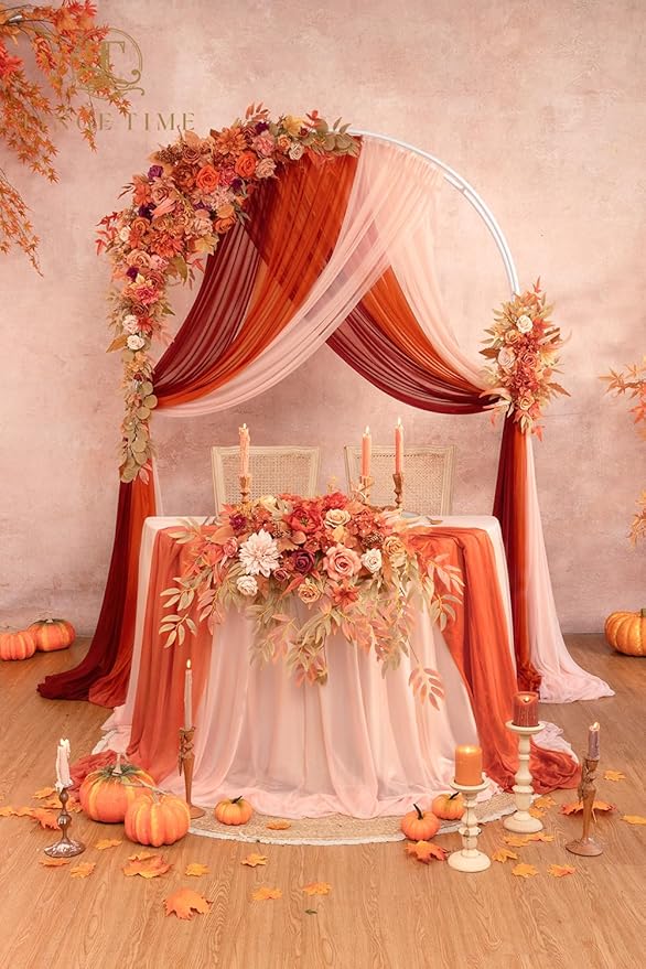 TINGE TIME Artificial Arch Flowers Kit Pack of 5, Fall Wedding Decorations for Reception with Hanging Flowers, Wedding Arch Silk Floral Arrangements Ceremony Backdrop Bridal Shower Outdoor Party Decor