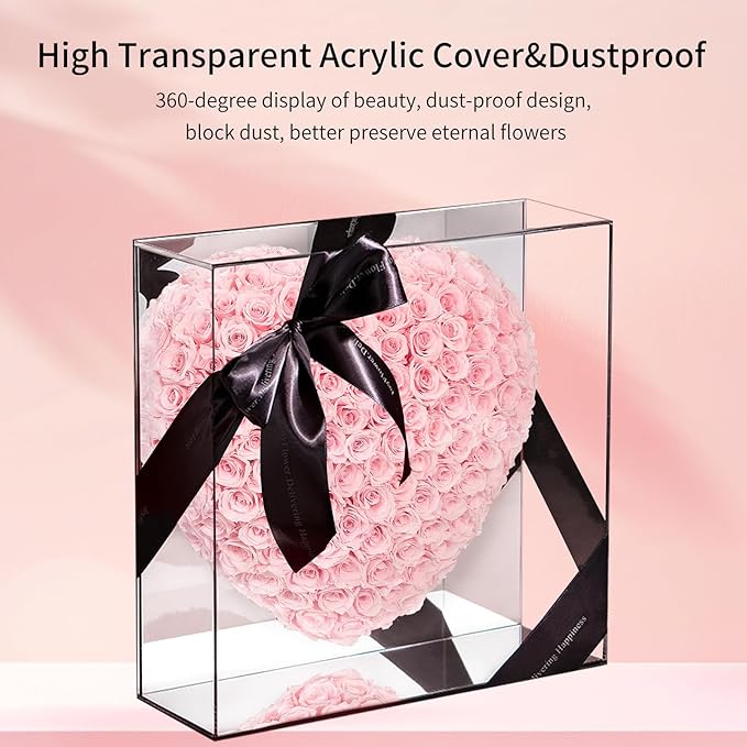 JoyFlower About 140pcs Preserved Roses Gift, Real Pink Eternal Roses for Mom, Long Lasting Forever Flowers with Gift Box for Girlfriend Wife in Valentines Day Birthday Anniversary