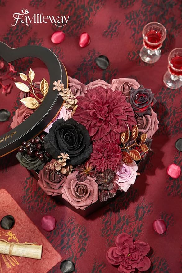Artificial Flowers, Burgundy Silk Flowers for Centerpieces Decoration, Fake Cake Flowers for DIY Wedding Bridal Bouquets Home Party Floral Arrangement Decor