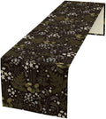 Forest Plant Table Runner, Rustic Field Wild Flower Herbal Fern Vintage Farmhouse Natural Floral Table Runner for Home Party Decor, 13x108inch
