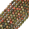 Faceted Natural Unakite Stone Round Beads 10mm 36cm/Strand for Jewelry Making