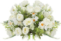 Artificial Flowers Bouquet 3 Pack Fake Rose Bouquet Faux Artificial Flower Arrangements Decoration Table Wedding Flower Centerpieces（White）
