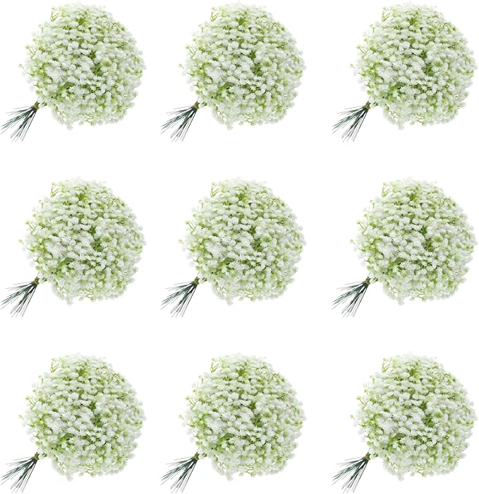 150PCS Babys Breath Artificial Flowers, Bulk Faux Baby Breath Flower Babys Breaths White Gypsophila Real Touch Wedding Flower Bouquet for Wedding Party Bouquet Garden Home Decor-11.81inches