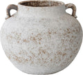 Hand Glazed Rustic White Two-Ear Ceramic Vase, Textured Pottery Vase with Two Ears for Centerpieces, Kitchen, Living Room, Bedroom Decor Gifts (Rustic White, Short)
