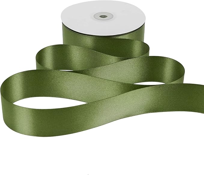 MEEDEE Moss Satin Ribbon 1-1/2 Inch Dark Green Ribbon Lux Double Faced Satin Ribbons by 50 Yards Green Polyester Satin Ribbons for Crafts, Weddings, Flower Bouquet, Holiday Decorating
