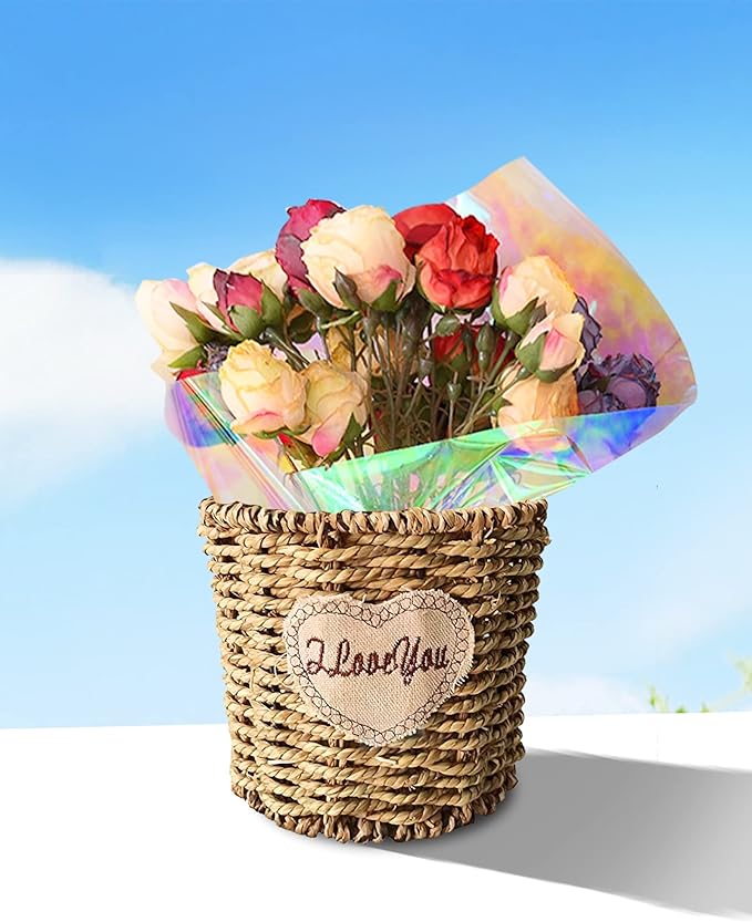 JOYIT 35 in x 50 ft Iridescent Cellophane Wrap Roll – Iridescent Cellophane Roll, Rainbow Wrapping Paper for Flower Gift Baskets Wrap DIY Wrapping (35" fold into 17.5")