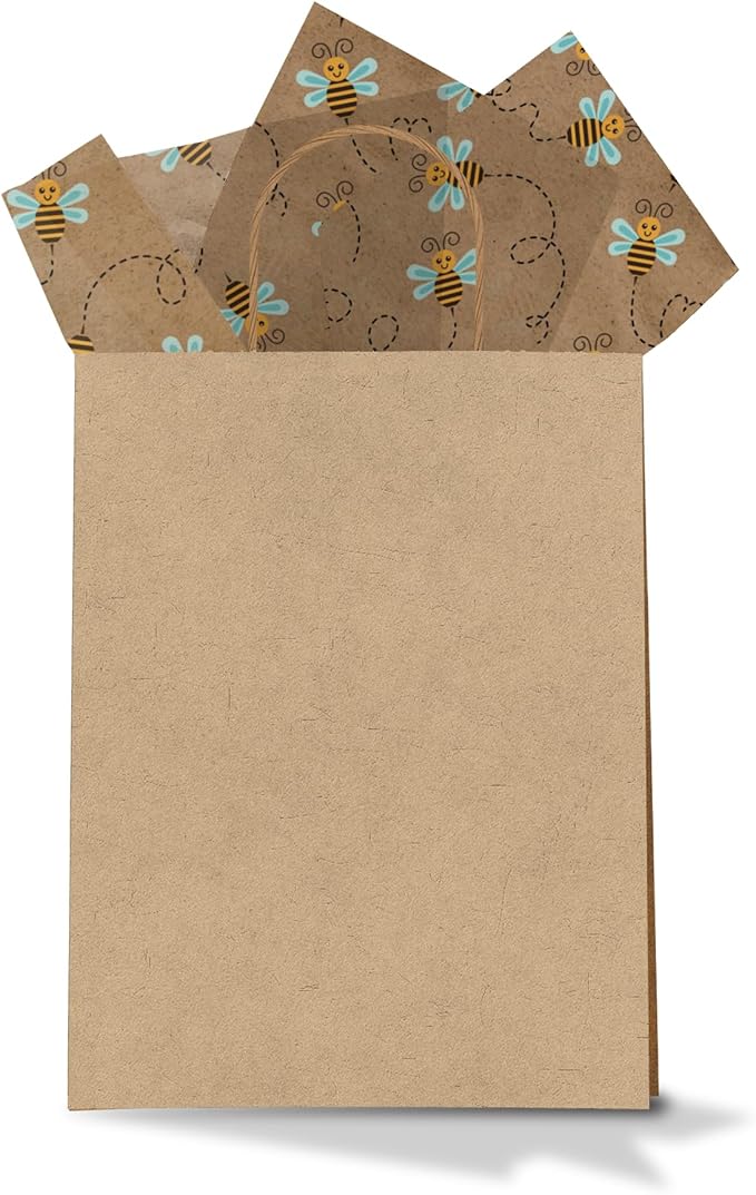 Bees Printed Tissue Paper for Gift Bags or Boxes and Wrapping - Bulk Summer Decorative Art Tissue Paper for Packaging and Gifting | 24 Sheets 20" x 30"