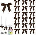 50 PCS Brown Twist Tie Bows 2.5" Satin Ribbon Bows Decor for Gift Wrapping Craft Treat Bags Cake Pop Basket, Wedding Baby Shower Birthday Party Favors