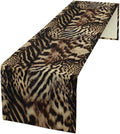 Animal Skin Print Table Runner, Vintage Farmhouse Cottage Country Western Wildlife Safari Leopard Zebra Dinner Runner for Kitchen Dining Table Party Holiday 13x90in