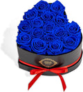 16 Preserved Roses in Heart-Shaped Box, Flowers for Delivery Prime Last up 2 Years, Real Forever Flowers for Wife, Girlfriend, Mother, Eternal Roses for Anniversary - Blue