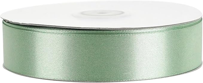 MEEDEE Sage Green Ribbon 1 Inch Sage Green Satin Ribbon Lux Double Faced Satin Ribbons by 50 Yards Polyester Green Wrapping Ribbons for Crafts, Weddings, Flower Bouquet, Holiday Decorating
