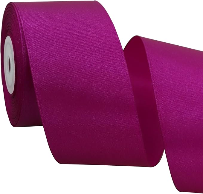 TONIFUL 2 Inch x 25 Yards Wide Purple Violet Satin Ribbon Solid Fabric Ribbons Roll for Valentine's Day Crafts Gift Wrapping Invitation Cards Floral Hair Bows Sewing Party Wedding Car Decoration