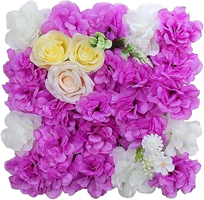 Flower Wall Backdrop, 12PCS 10.6"-15.7" Artificial Flower Wall Panel with Various Styles, 3D Floral Wall Decor for Wedding Photo Background Festive Party Home Decoration (L021, 15 * 15in)