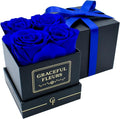 Graceful Fleurs | Real Long Lasting Roses for Years | Preserved Fresh Flowers for Delivery Birthday | Birthday Gifts for Women | Forever Roses in a Box (Blue, Black Box, 4 Roses)