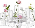 ZENS Bud Vases in Bulk Set of 16, Modern Small Glass Vases for Flower Clear Bud Vases for Wedding Centerpiece, Modern Blown Small Vase for Flowers, Wedding Party Events Decorative Home Decor