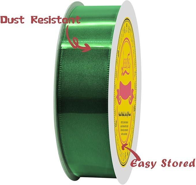Double Face Forest Green Satin Ribbon 1 inch X 25 Yards Polyester Forest Green Ribbon for Gift Wrapping Very Suitable for Weddings Party Hair Bow Invitation Decorations and More