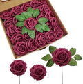 JOYLEX Artificial Flowers Realistic Roses, Real Looking Fake Roses with Stem for DIY Wedding Bouquets Centerpieces Bridal Shower Party Home Romantic Decorations (Wine Red, Regular 3" - 200pcs)