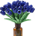 SITUMEIZI 15pcs Tulips Fake Blue Artificial Flowers Real Touch 14" Silk Flower for Home Decor Spring Easter Wedding Bouquet Decorations Floral Arrangements(Deep Blue)
