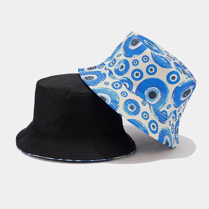 Quanhaigou Bucket Hat for Men Women,Packable Reversible Printed Sun Hats,Fisherman Outdoor Summer Travel Hiking Beach Caps