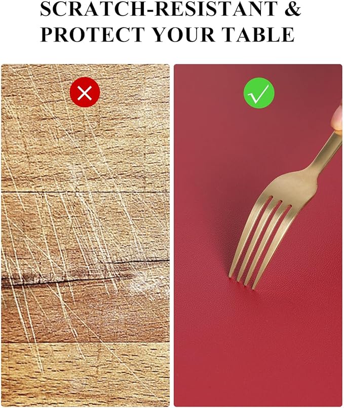 Wine Red Plastic Table Cover Protector, 36" x 60" Waterproof Easy Flat PVC Desk Pad Mat, 1.5mm Thick Rectangle Vinyl Table Top Protector for Dining Room Table, Office, Dresser