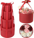 ROSEGLD Round Gift Boxes with Lids Set of 4, Luxury Gift Boxes with Ribbons Assorted Sizes, Nesting Gifts Boxes for Flowers Arrangements, Wedding, Party (Matte Red)