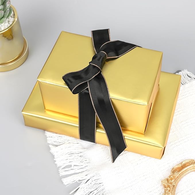 NESCCI Matte Metal Gold Wrapping Paper, Solid Color Paper,Gift Wrapping Paper,Perfect for Wedding,Valentine's Day,Birthday, Christmas,Baby Shower,DIY Bouquet (17.5 Inches X 32.8 Feet)