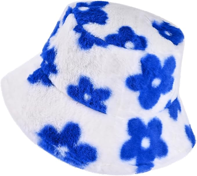 Winter Soft Faux Fur Plush Bucket Hat, Lovely Fisherman Cap, Fashion Outdoor Thick Warm Sun Cap for Women