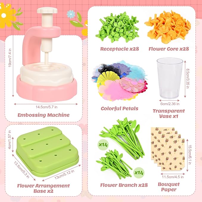 Oviovioi Fabric Flower Bouquets Toys, Arts & Crafts for Kids - Flowers Market Toys,Build Your Flower Bouquet, DIY Toddler Craft Kits for Girls Ages 4 5 6,Ideas Birthday Gifts