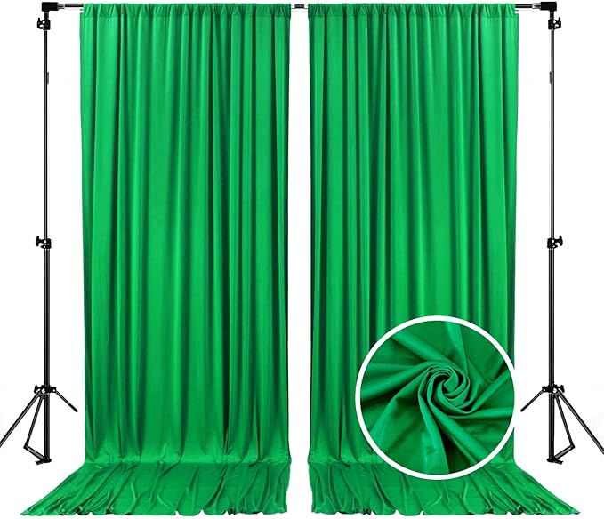 10 x 10 Feet Grass Green Backdrop Curtain for Partie, Background Curtains for Photoshoot, Birthday, Wedding, Halloween, Thanksgiving, Christmas, New Year Party Decorations 5Ft x 10Ft, 2 Panels