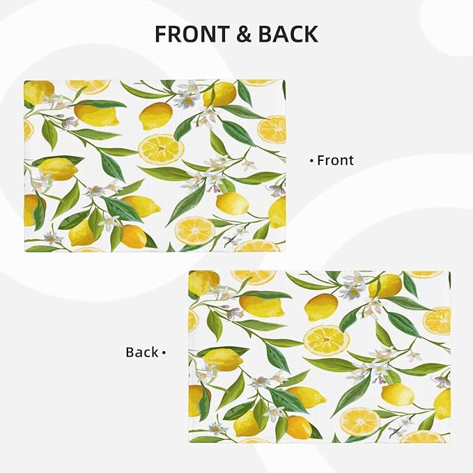 Lemon Table Placemats Set of 4 Summers Fruits Linen Placemats for Indoor Outdoor Party Home Desktop Kitchen Dining Room Decor 12x18 Inch