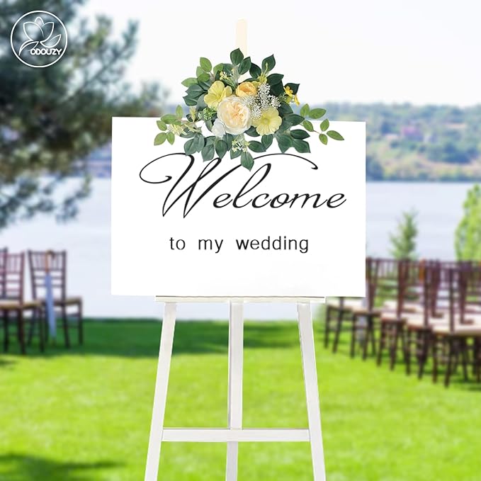 Wedding Arch Flowers Kit,Artificial Flower Arch Decor,2pcs Artificial Flower Arrangement for Wedding Decor Reception Backdrop Floral Decorations (Yellow)