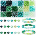 DUQGUHO 8mm Green Glass Beads Bulk 360PCS, 16 Colors, Perfect for Jewelry Making, DIY Crafts & Home Decor