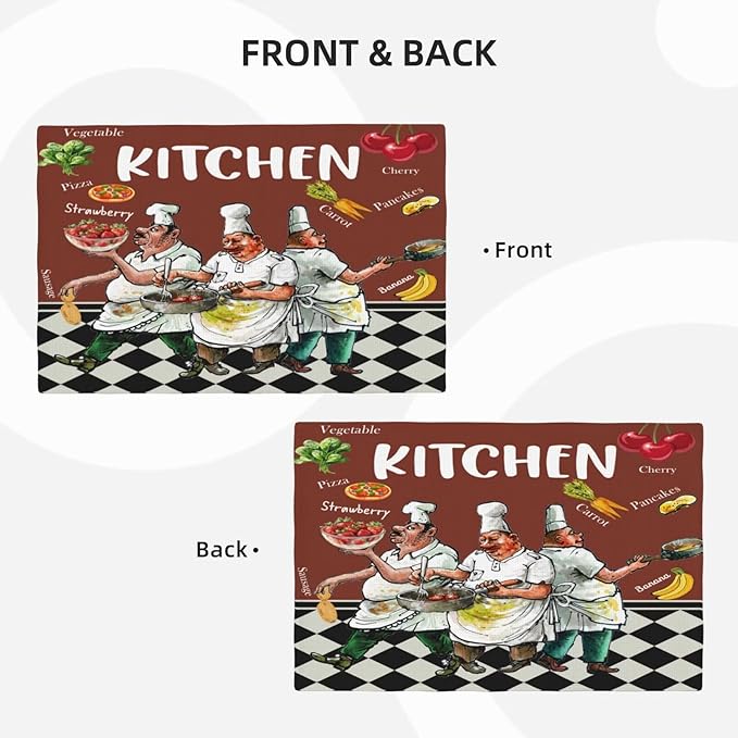 Chef Kitchen Linen Placemats Set of 4 Funny Fat Chef Cooking Theme Placemats for Indoor Outdoor Party Home Desktop Dining Room Decor 12x18 Inch