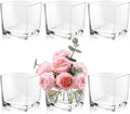 6 Pack 5 x 5 x 5 Inch Square Glass Vases, Clear Square Vases for Centerpiece, Cube Flower Vase for Candle Holder Events Wedding Party Home Decoration