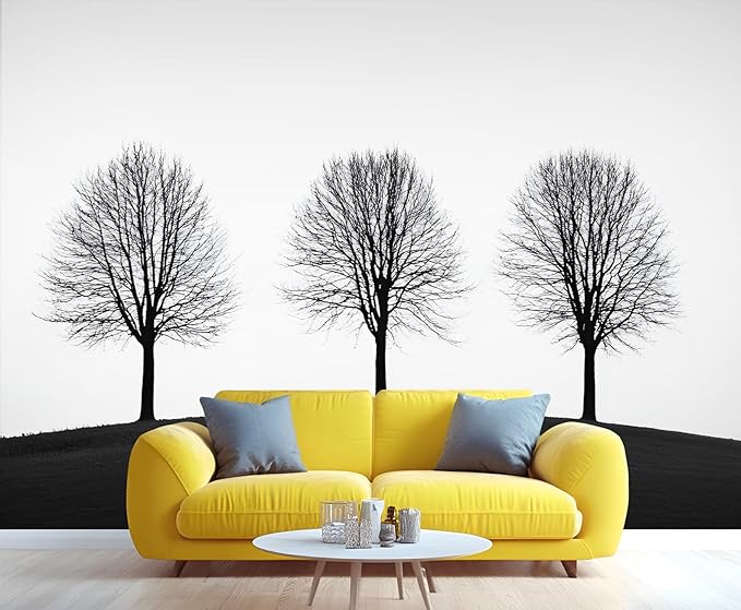 KIREUPA Minimalist Tree Wall Mural, Elegant Tree Silhouette Poster 3d Wall Murals, Modern Forest Wallpaper Mural, for Living Room Bedroom Large Wallpaper Indoor Decor 137.8" W x100 H