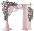 Ting's time Artificial Wedding Arch Flowers Kit(Pack of 4) 2pcs Large Artificial Flower Swags with 2pcs Draping Fabric for Wedding Party Ceremony Decoration(Blush&Rose Red)