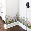 Big Plant Grass Wall Corner Stickers Flowers with Butterflies Base Board Skirting Line Wall Decals for Bedroom Living Room Staircase Kitchen