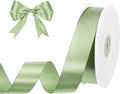 Sage Green Ribbon 1 Inch 50 Yards Solid Fabric Light Green Satin Ribbon for Gift Bags Baskets Dorm Room Decor Gift Wrapping Wedding Hair Bows Christmas Decorations